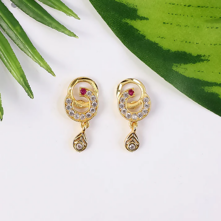 Gold Plated Teardrop Earrings – Elegant Stone Highlights