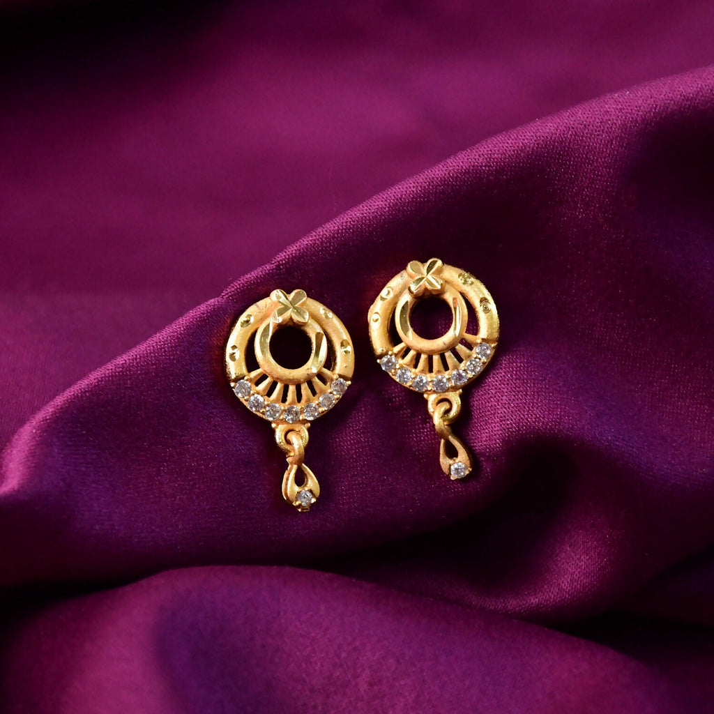 Circular Drop Earrings with Crystal Accents – Elegant Party Wear
