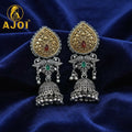 Dual Tone Stone Jhumka Earrings – Elegant Traditional Design