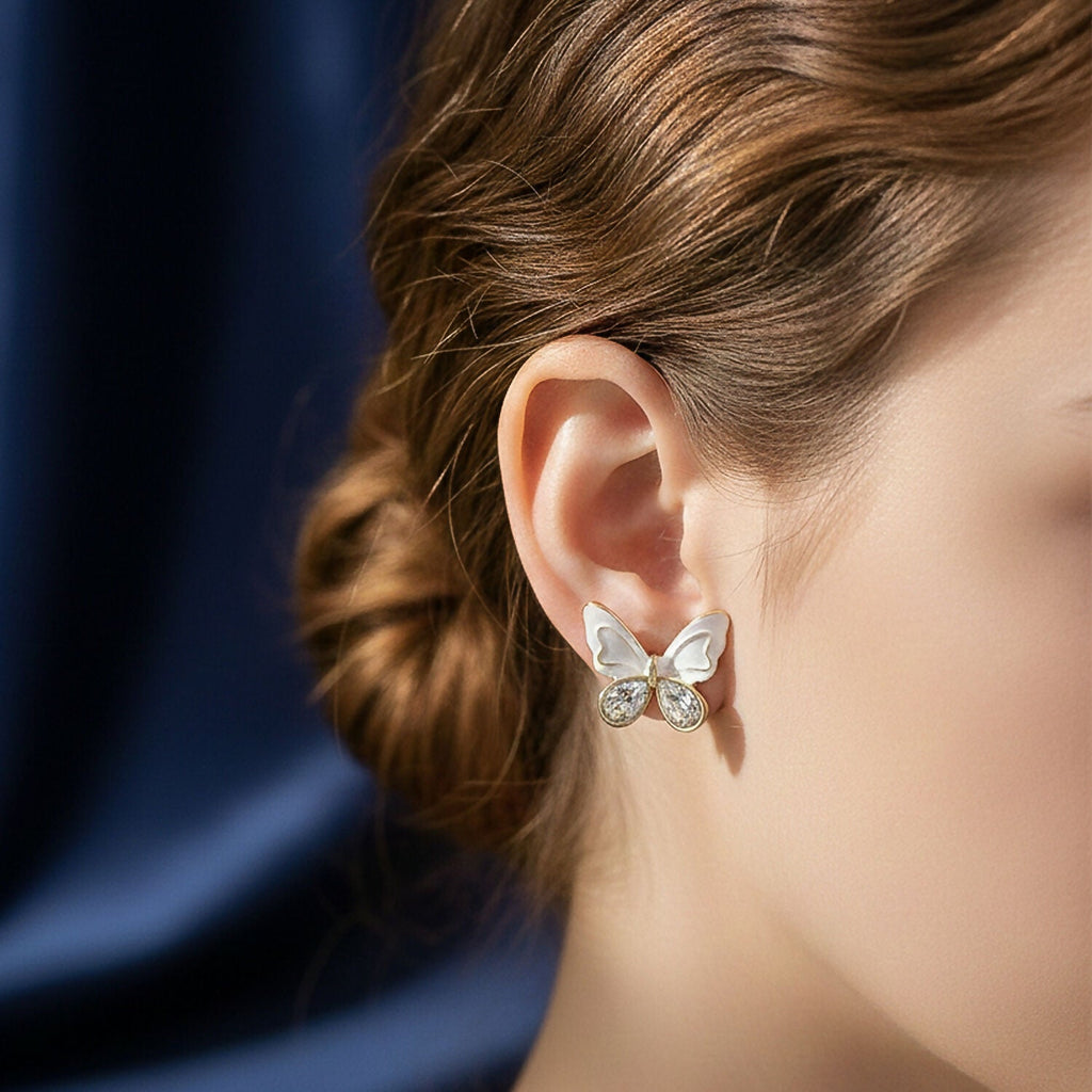 Butterfly Stud Earrings – Elegant Crystal Design for Women