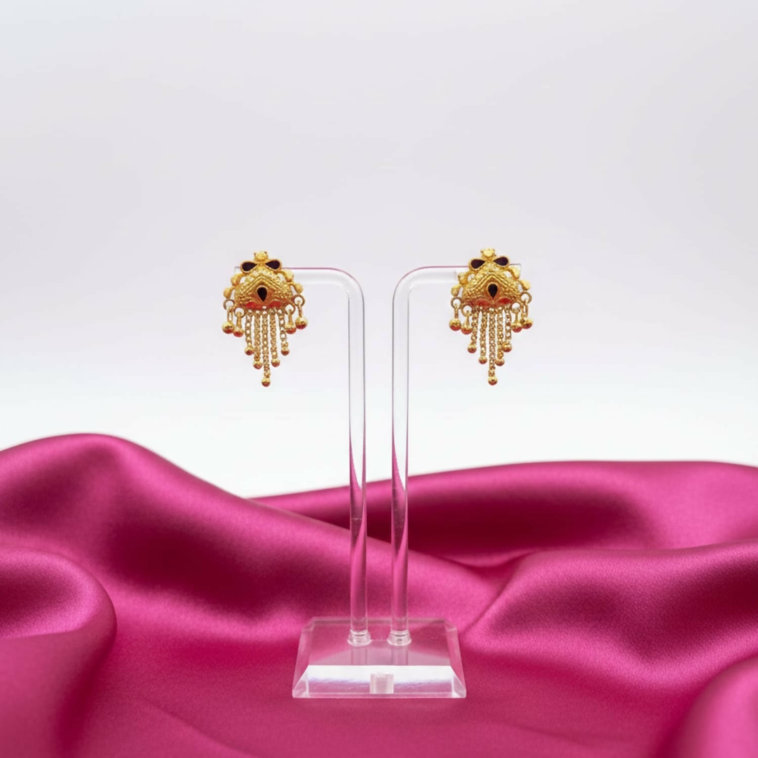 Gold-Plated Jhumka Earrings – Elegant Mina & Latkan Design