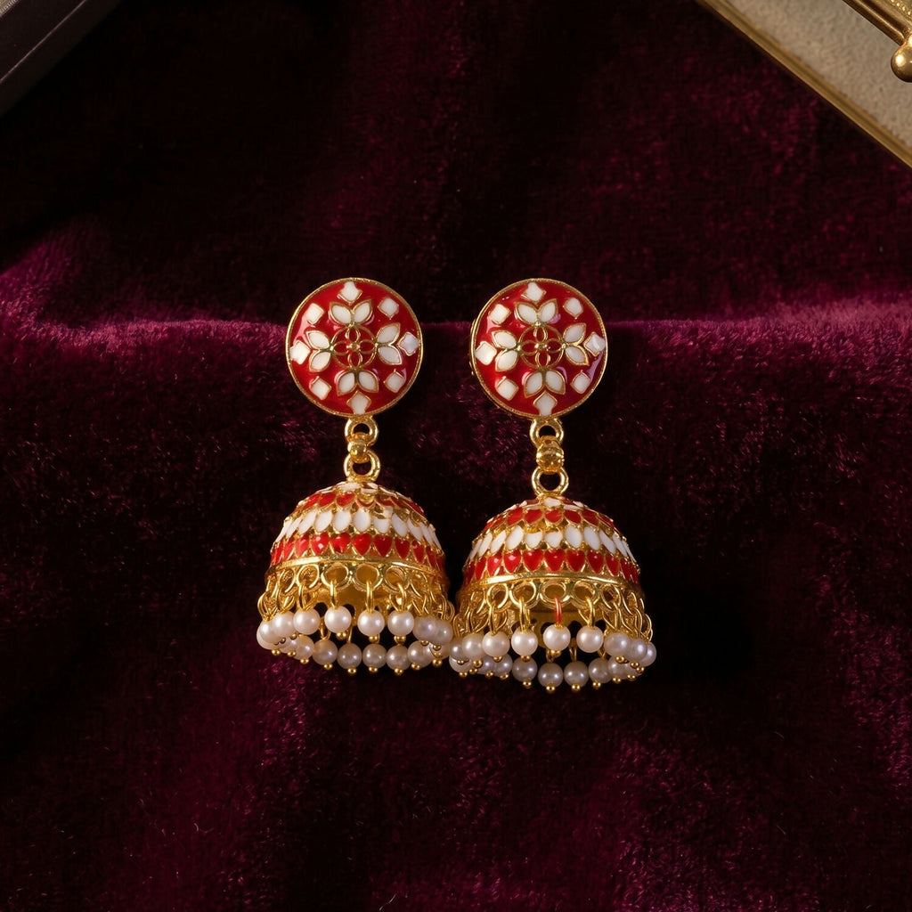 Jhumka Earrings – Elegant Pearl Bead Detailing for Festive Looks