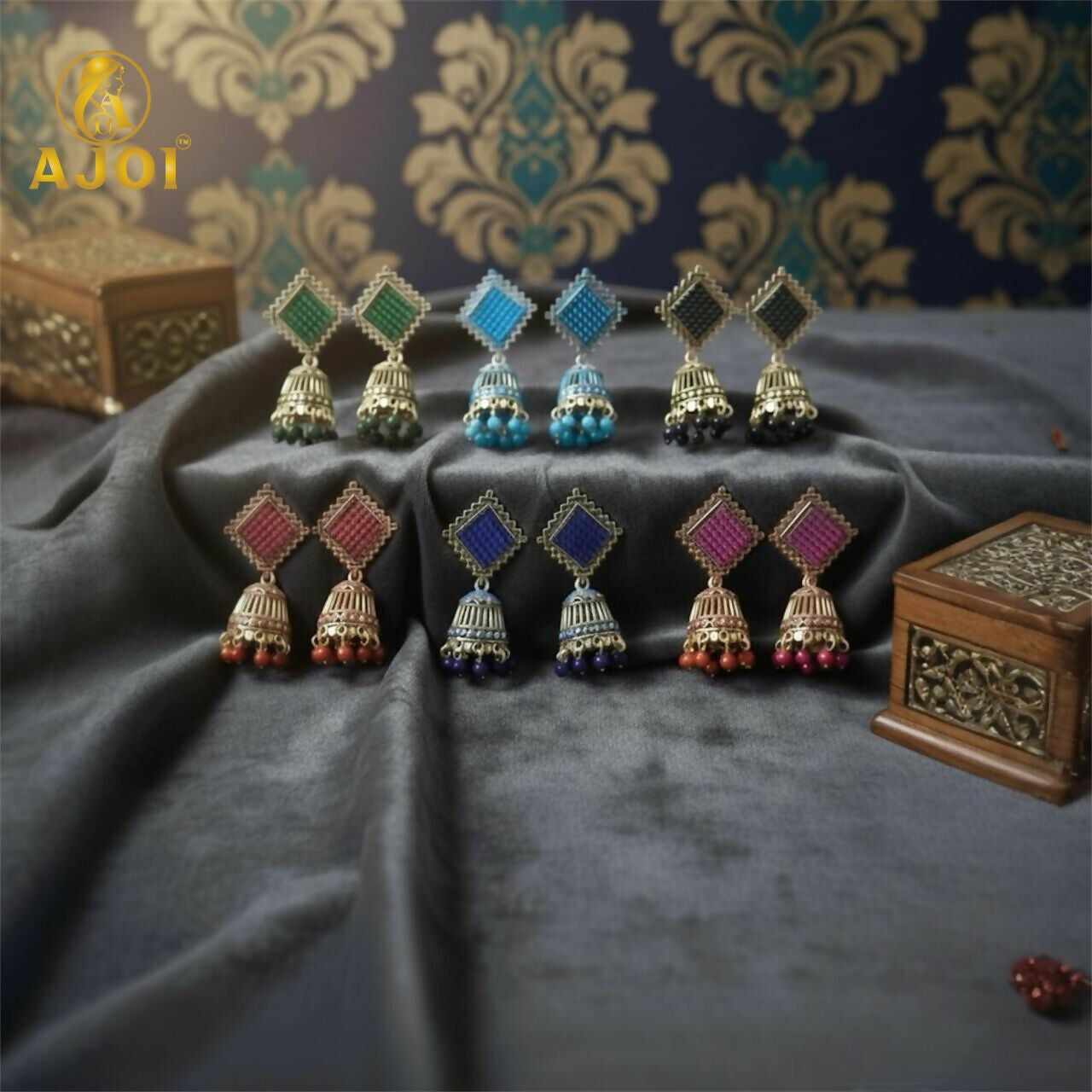 Oxidised Jhumka Earrings – Trendy Lightweight Square Tops