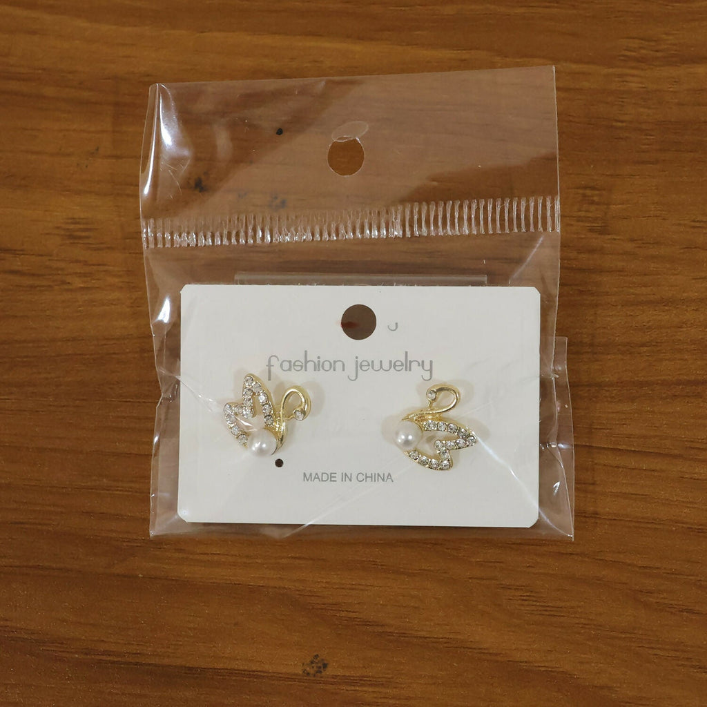 Pearl Butterfly Stud Earrings – Gold Plated Elegant Design | HV