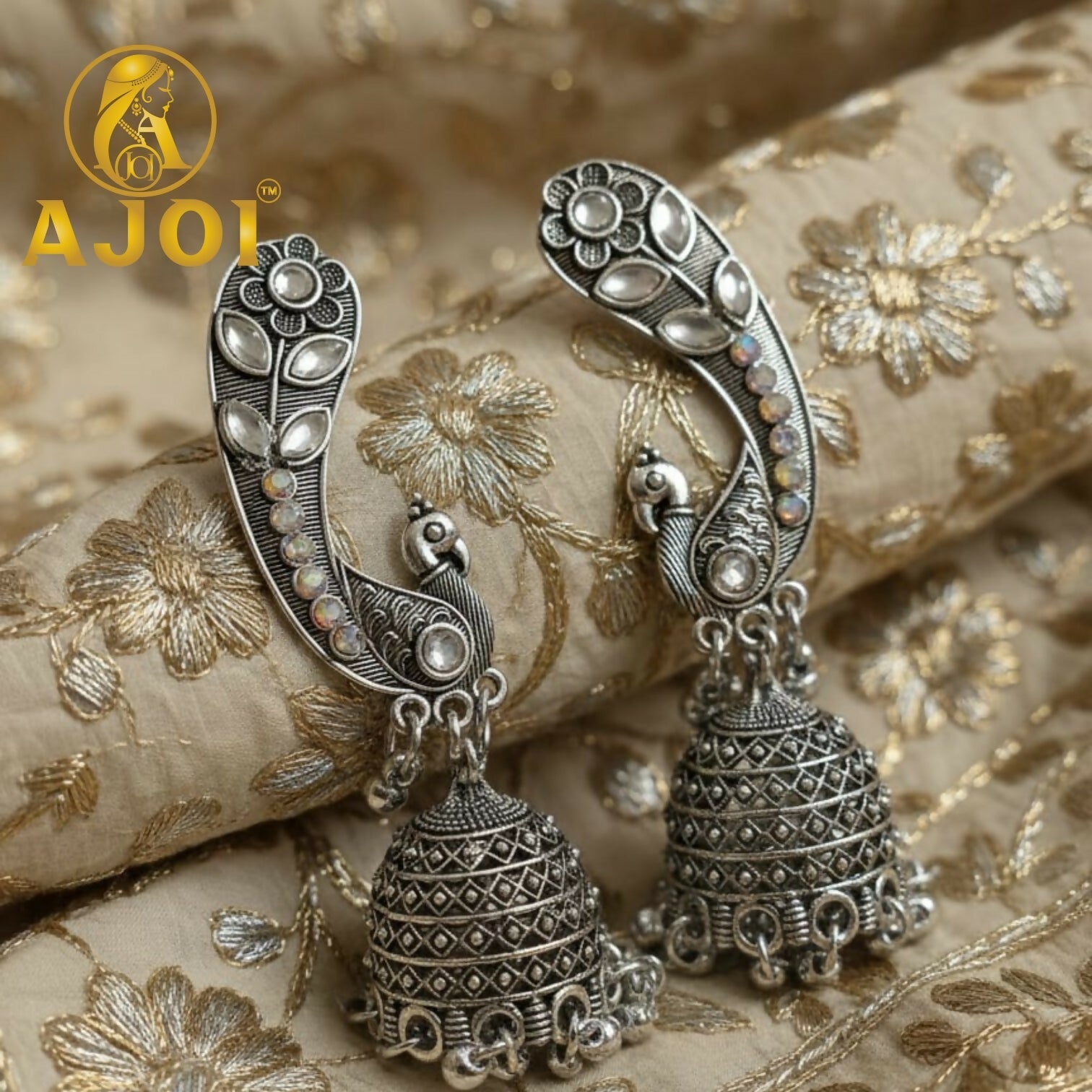 Peacock Earrings – Opulent Floral Dome Jhumkas for Weddings