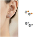 Silver Plated AD Solitaire Flat Back Stud Earrings Combo Pack