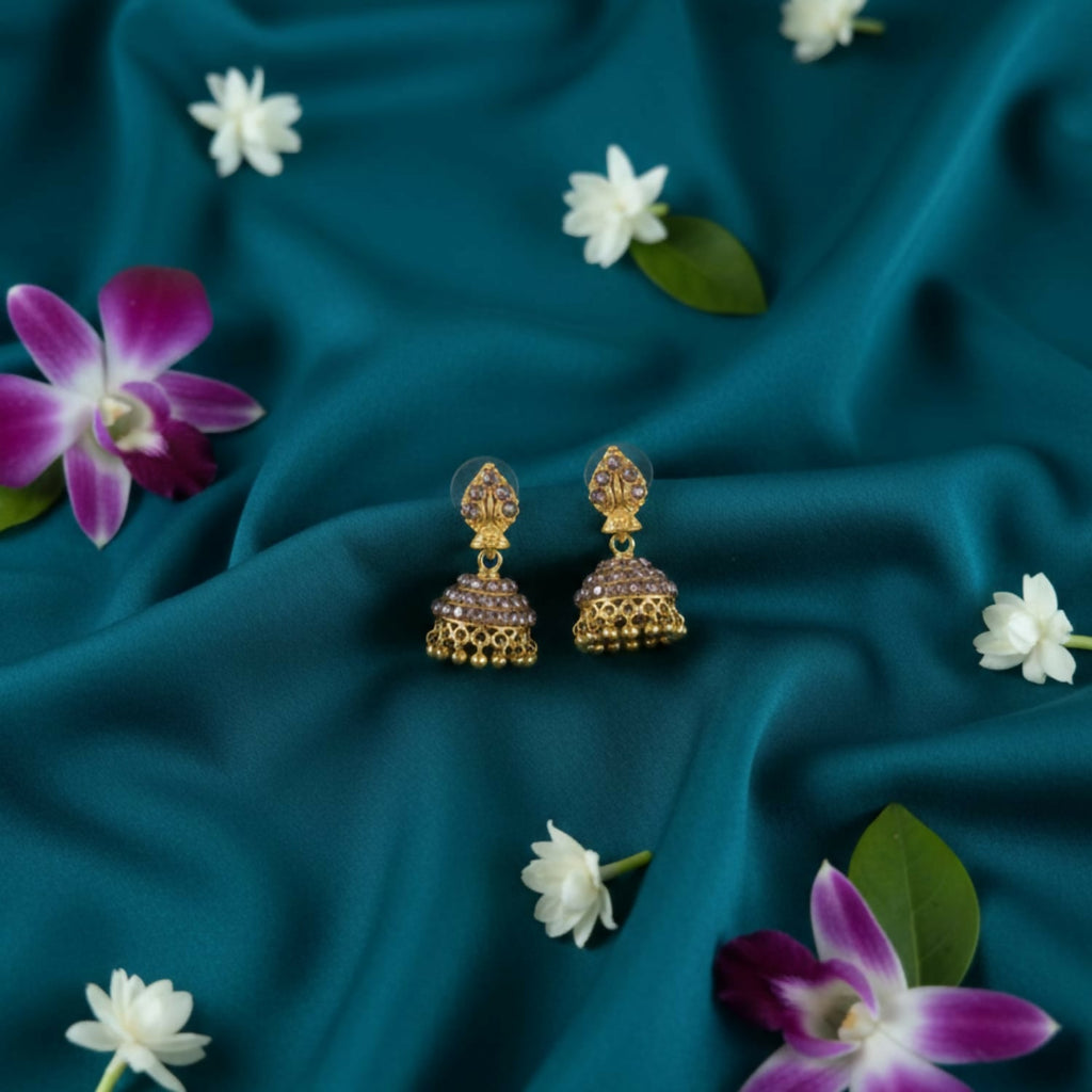 Golden Traditional Jhumka Earrings – Elegant Ethnic Style