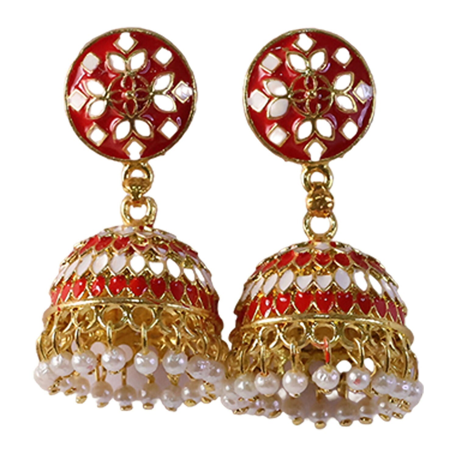 Jhumka Earrings – Elegant Pearl Bead Detailing for Festive Looks