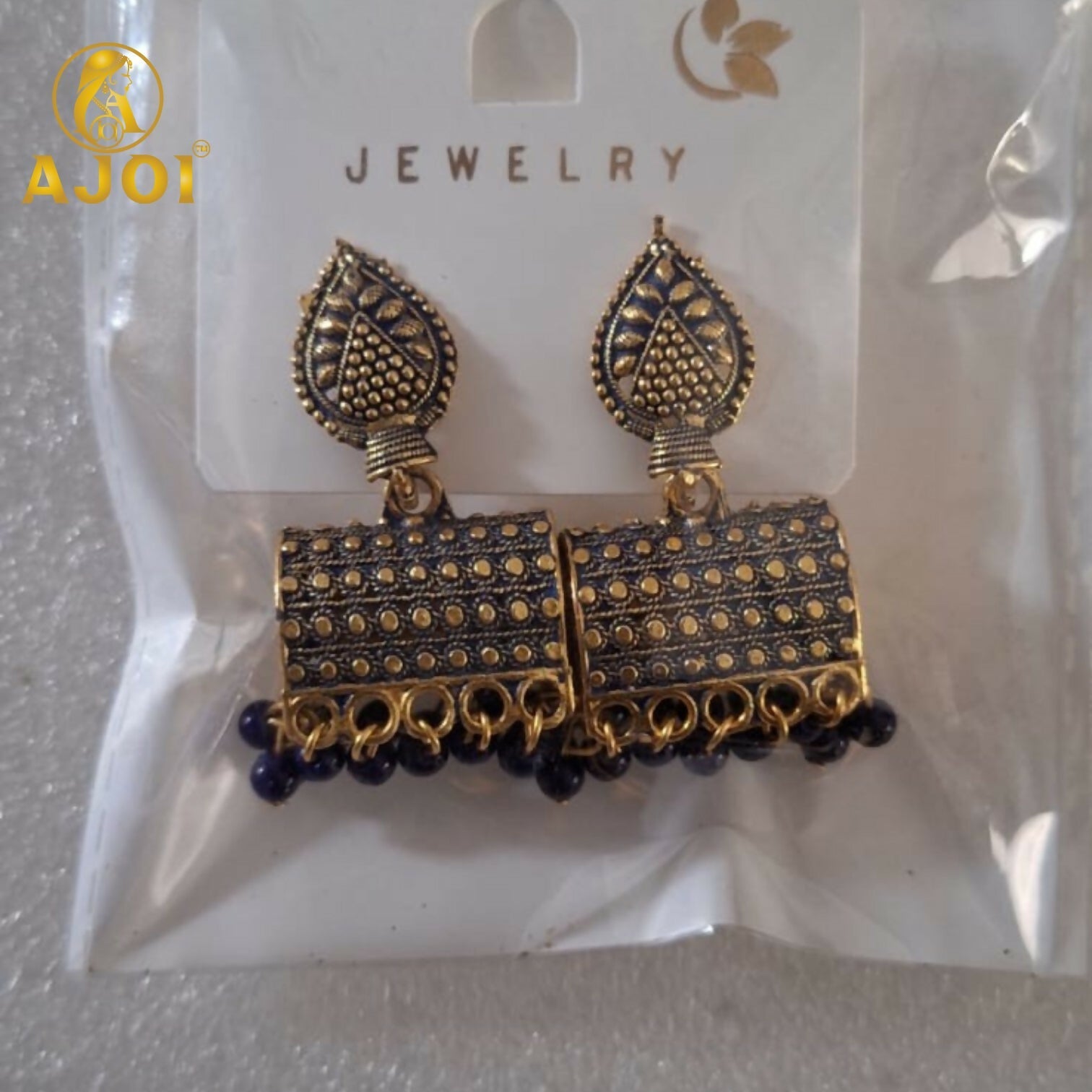 Gold-Plated Leaf Jhumka Earrings – Traditional Elegance & Style