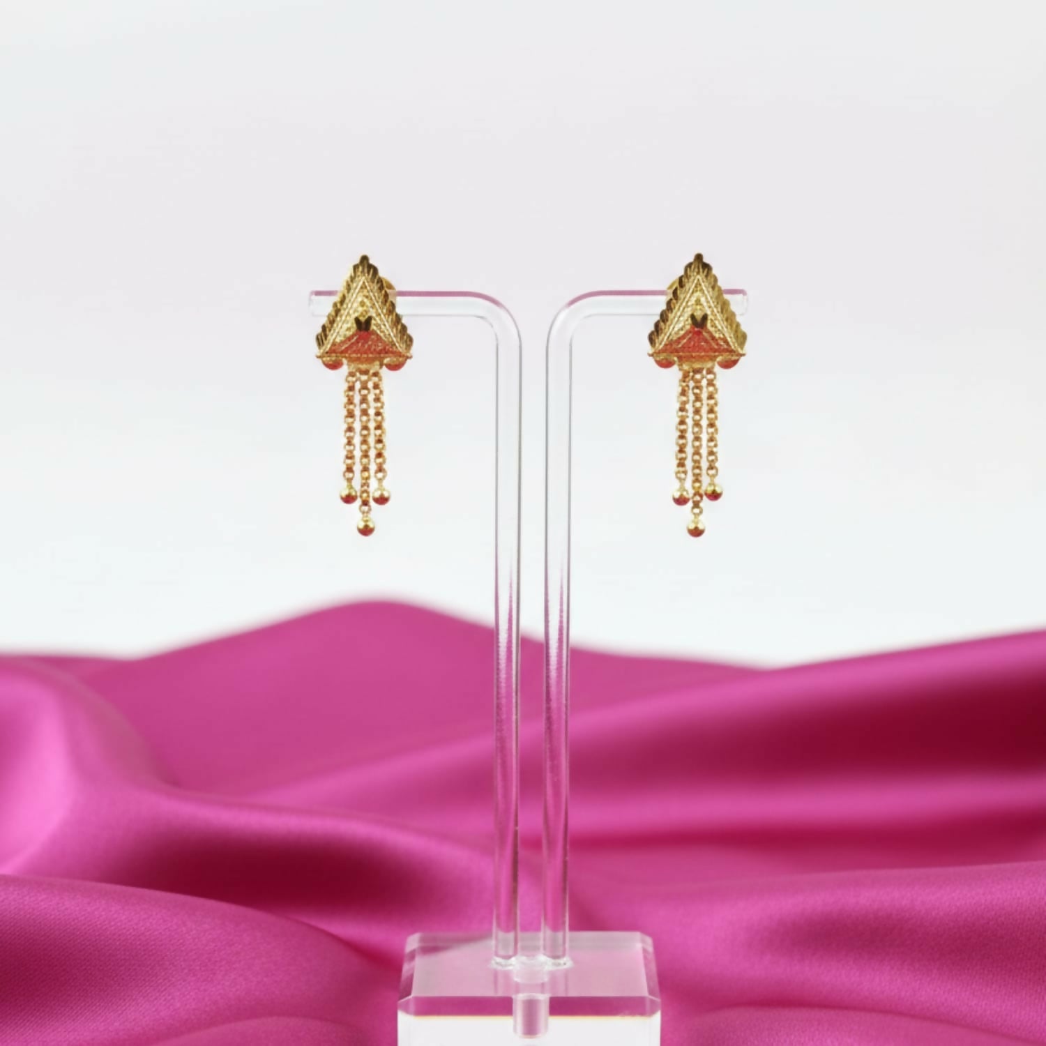 Gold-Plated Jhumka Earrings – Traditional Indian Jewellery with Enamel Detailing