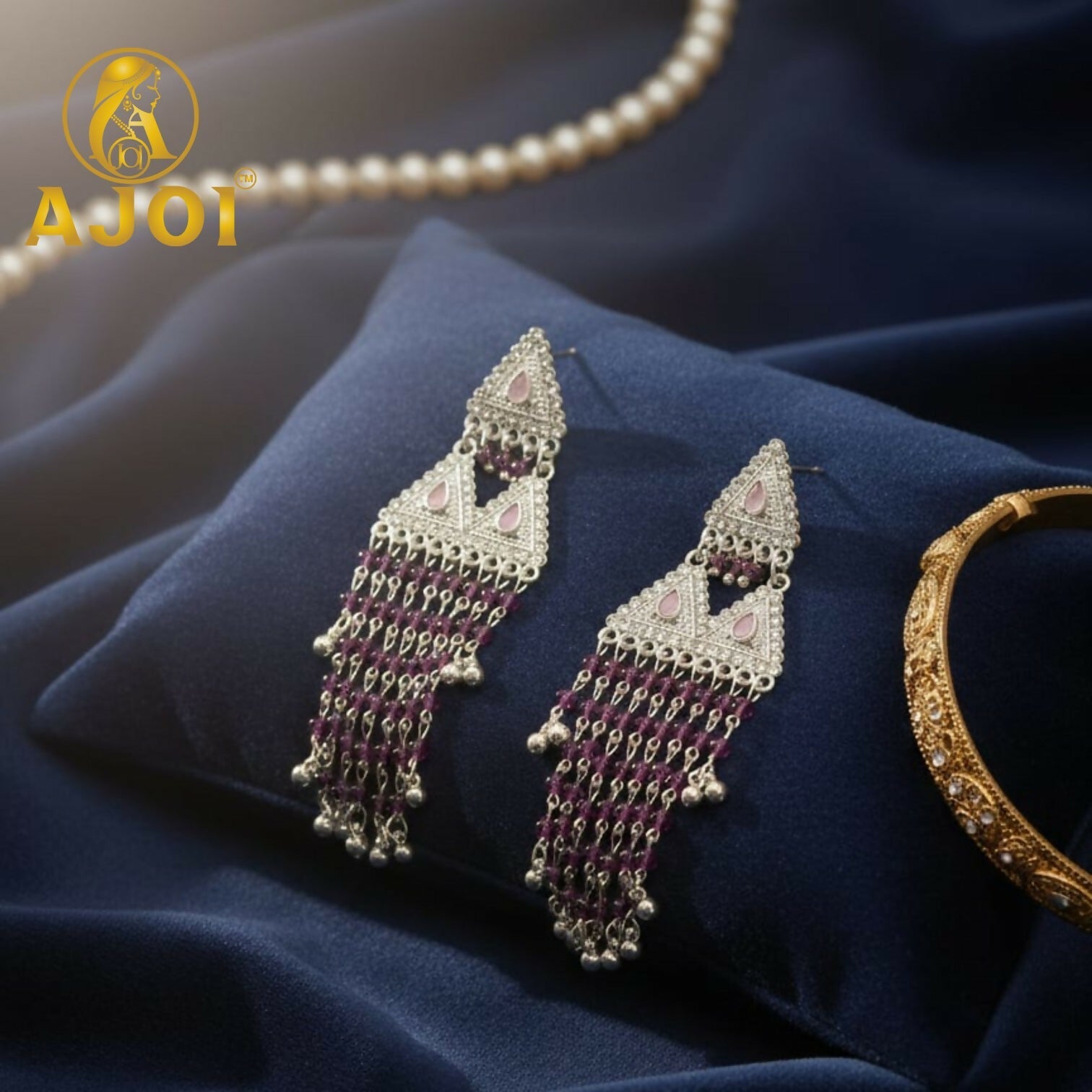 Amethyst Drop Silver Earrings – Elegant Tassel Statement Jewellery