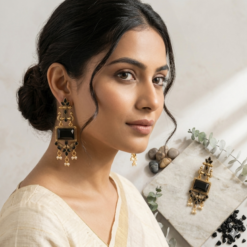 Traditional Pearl Drop Earrings – Elegant Ethnic Jewellery for Weddings