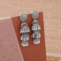 Oxidised Silver Long Layered Jhumka Earrings – Classic Ethnic Elegance