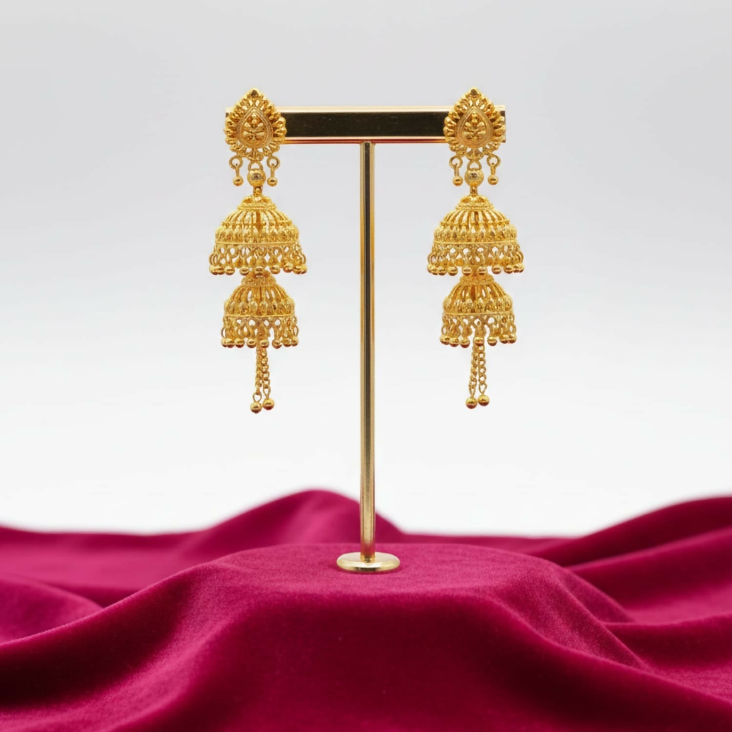 Gold Plated Jhumka Earrings – Traditional Lightweight Elegance