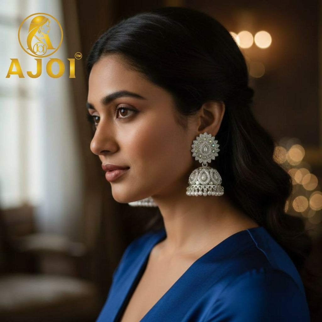 Pearl Jhumka Earrings – Elegant Floral Design