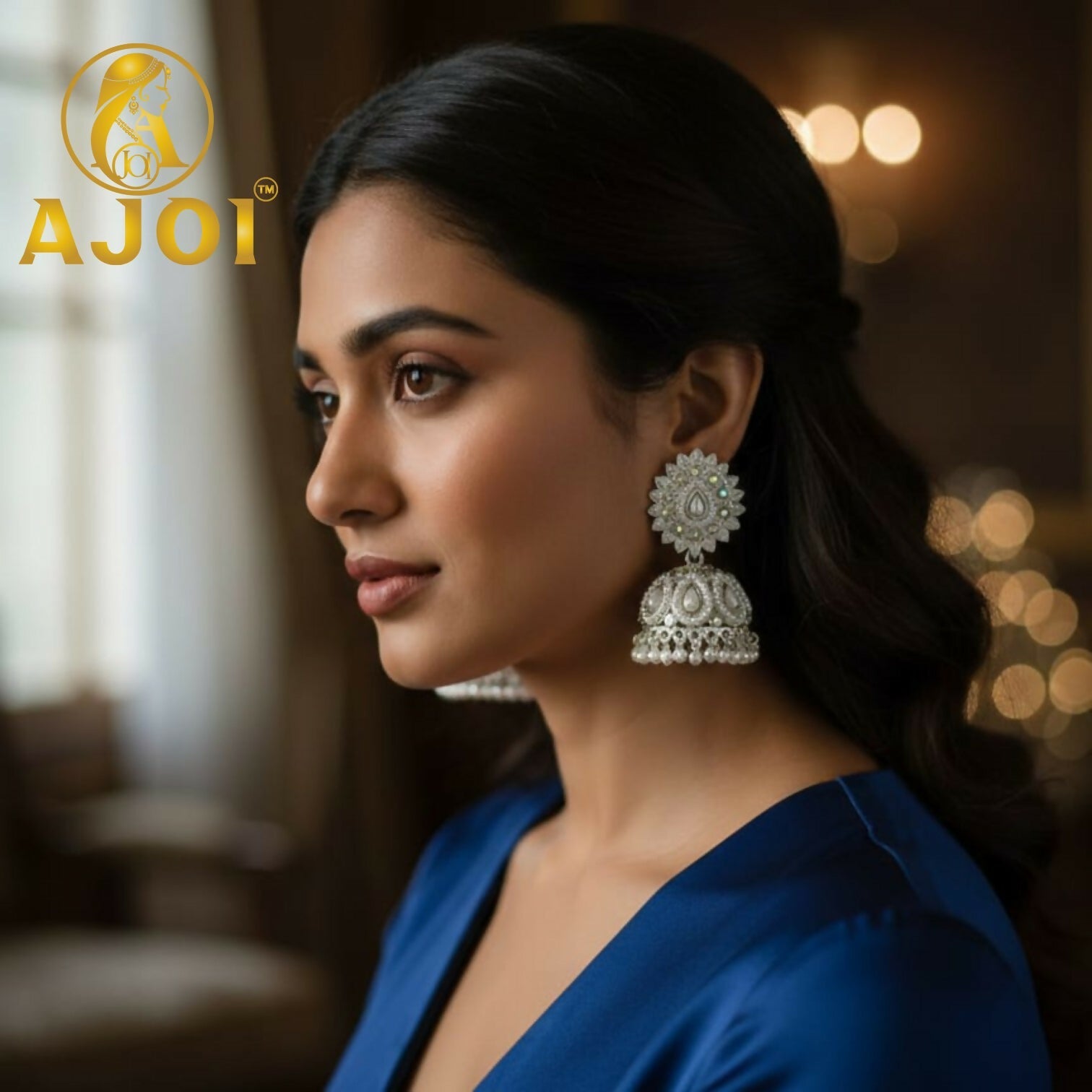 Pearl Jhumka Earrings – Elegant Floral Design