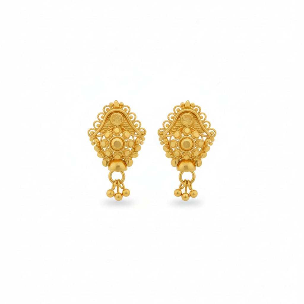 Golden Jhumka Earrings – Traditional Elegant Drops for Women