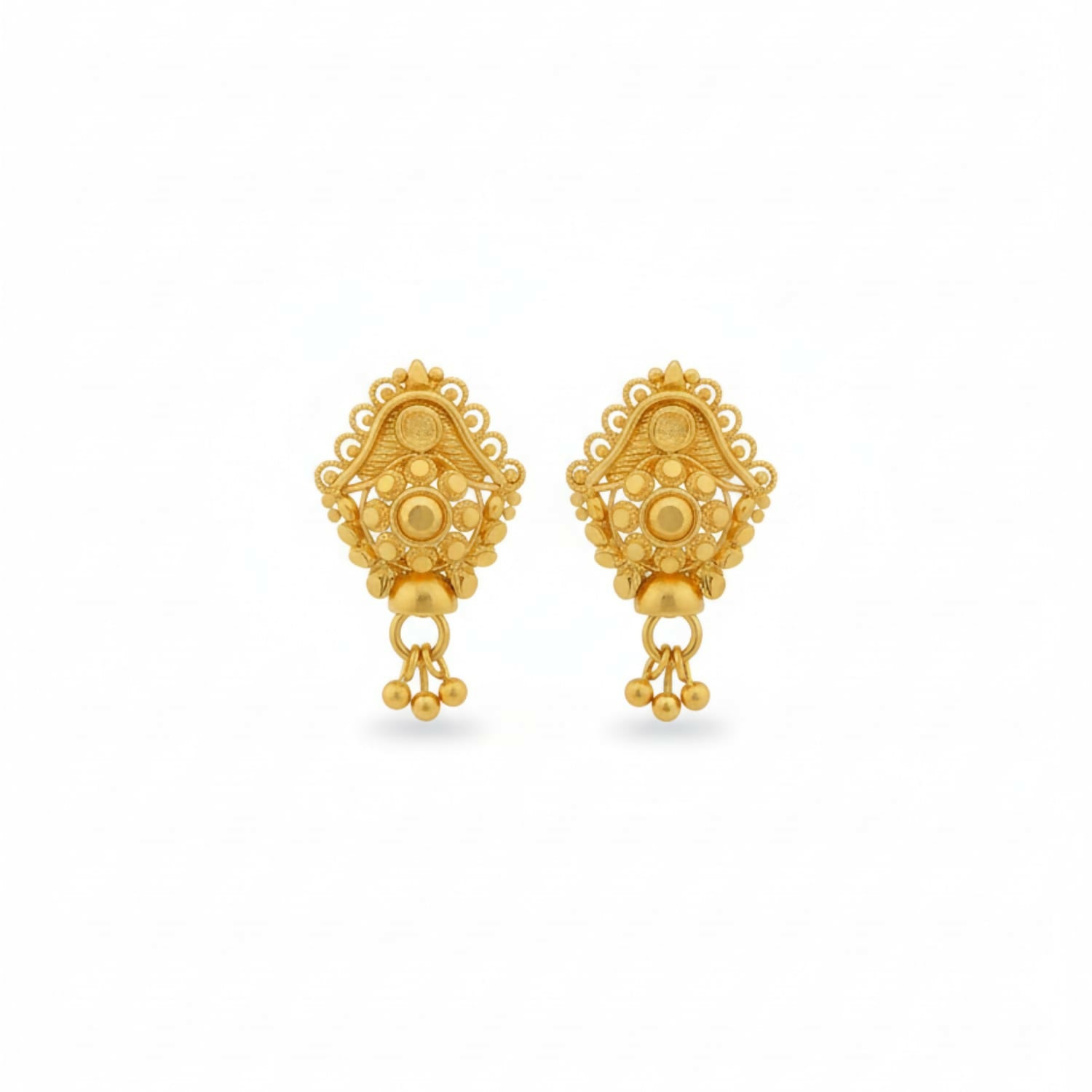 Golden Jhumka Earrings – Traditional Elegant Drops for Women
