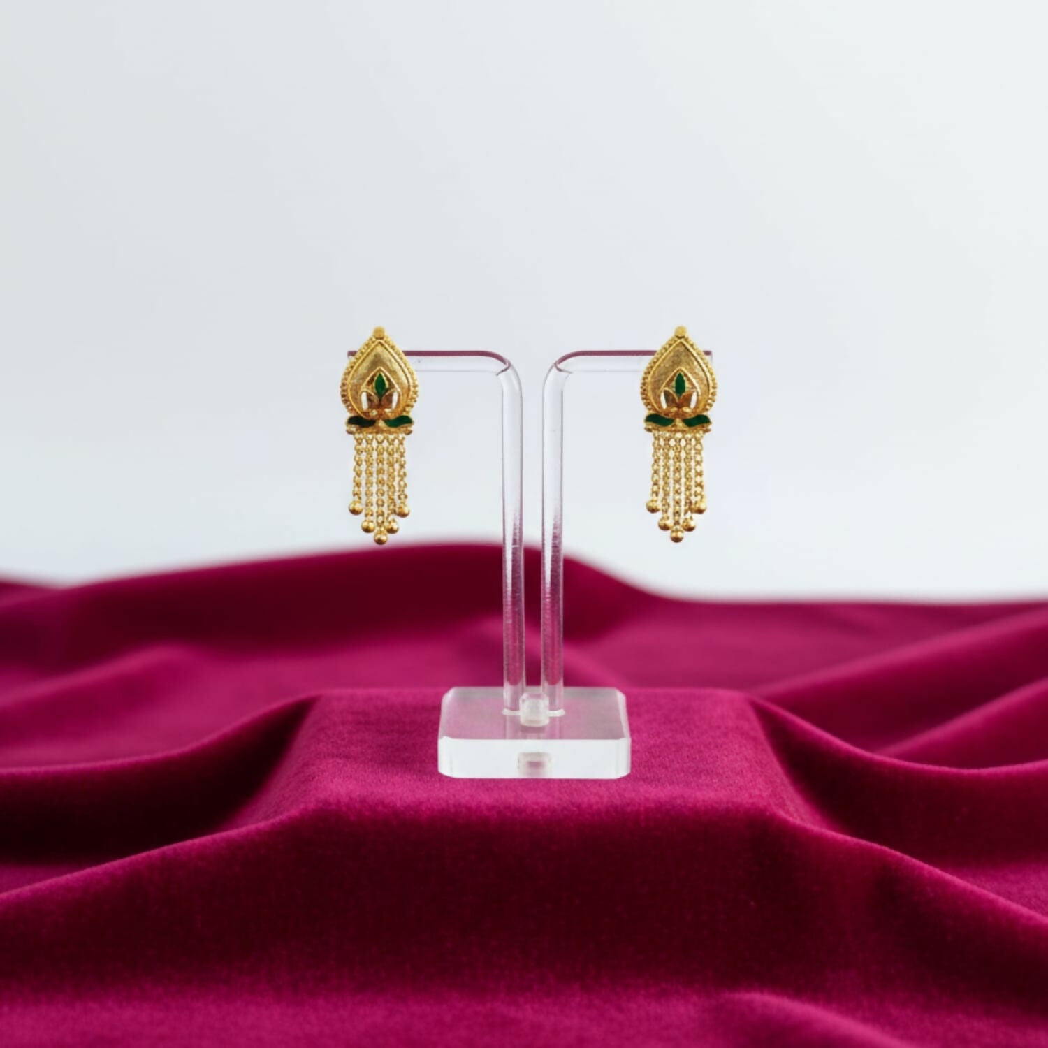 5 Line Golden Earrings – Traditional Lightweight Jhumka Jewellery