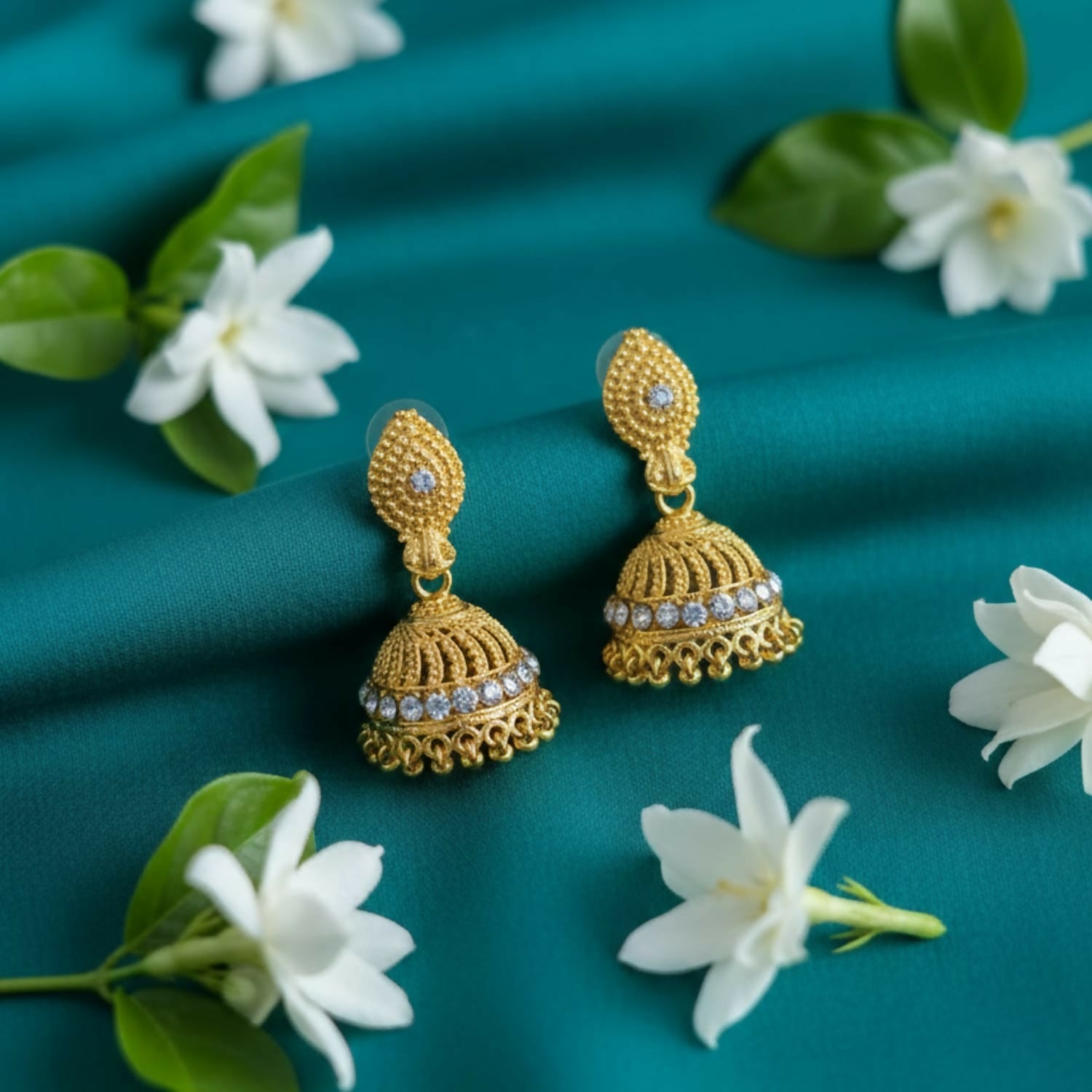 Gold Tone Jhumka Earrings – Stylish Traditional Indian Jewelry