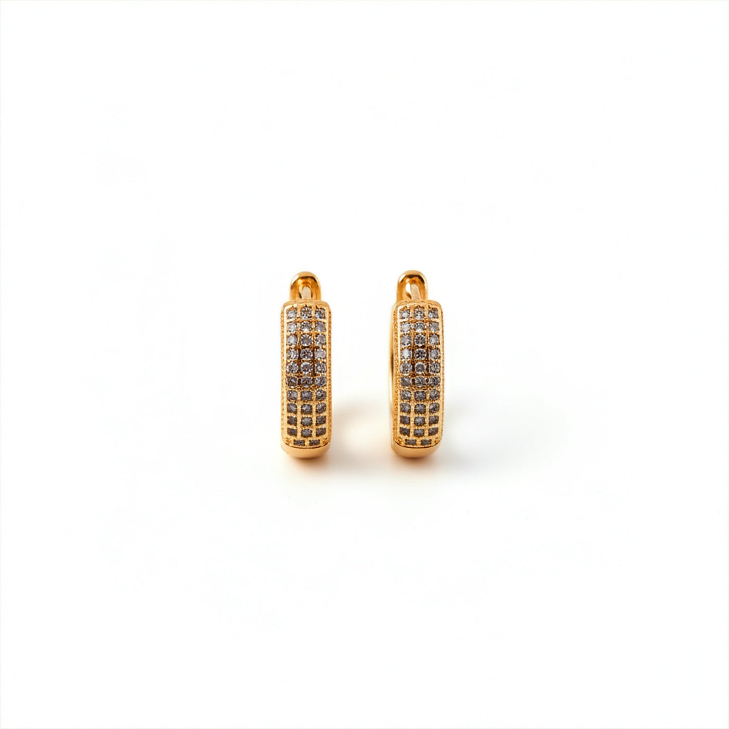 Gold-Tone Hoop Earrings with Crystal Detailing – Elegant Pave Design