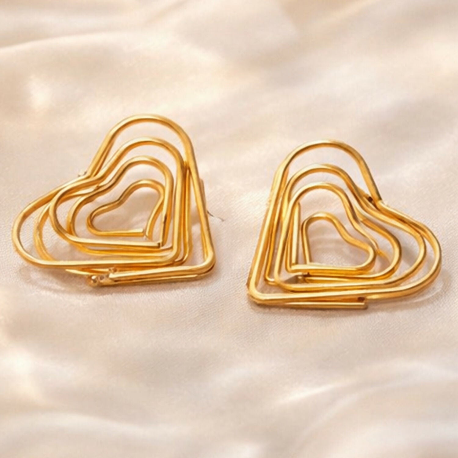 Gold Finish Heart Shape Bali Earrings – Lightweight & Elegant