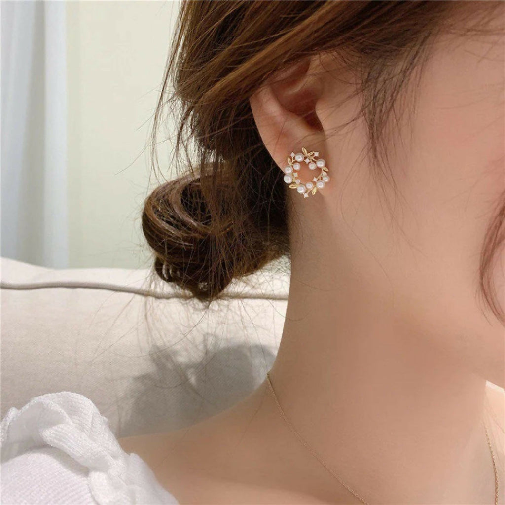 Pearl Wreath Earrings – Timeless Floral Circle Design