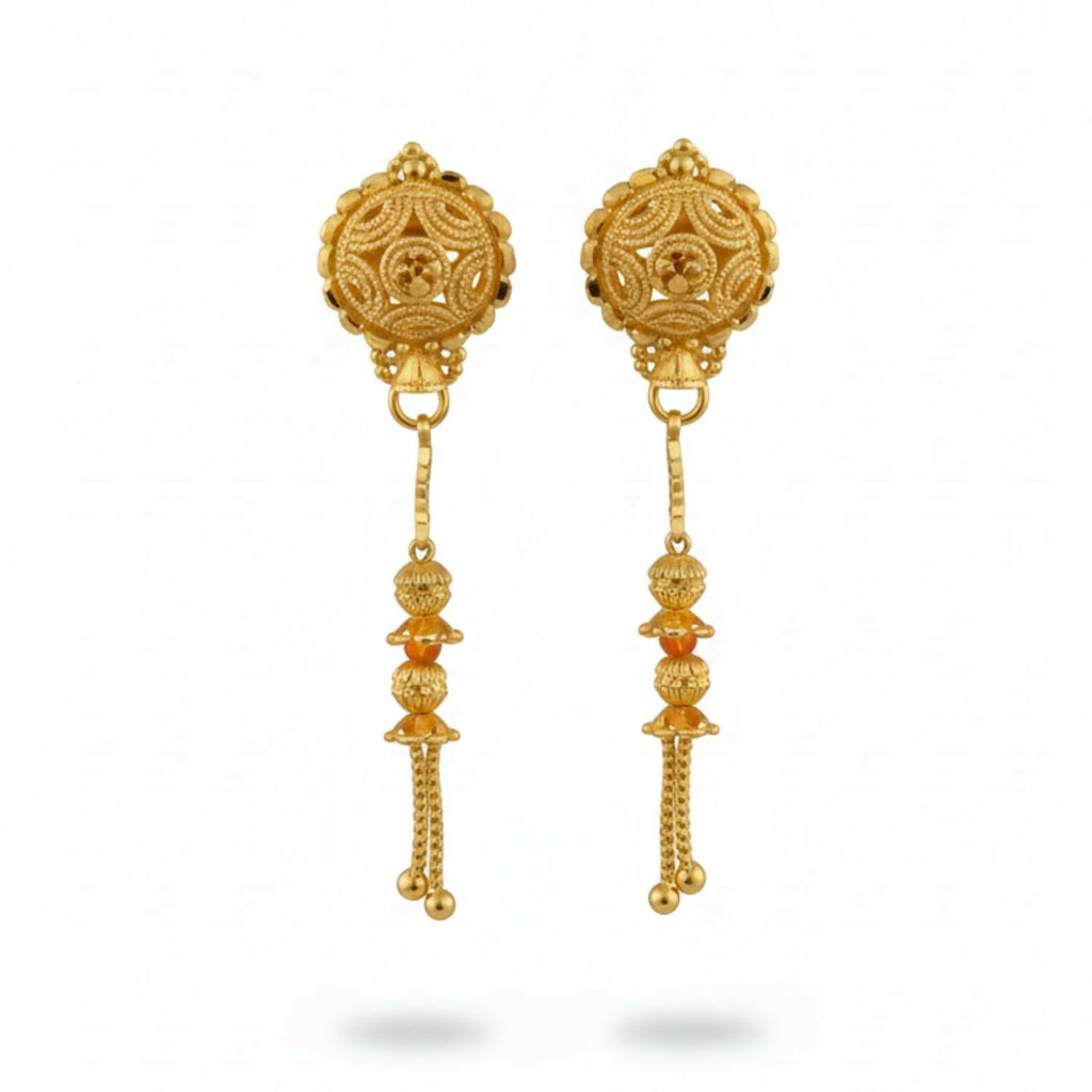 Gold-Plated Jhumka Earrings – Traditional Fancy Beads for Women