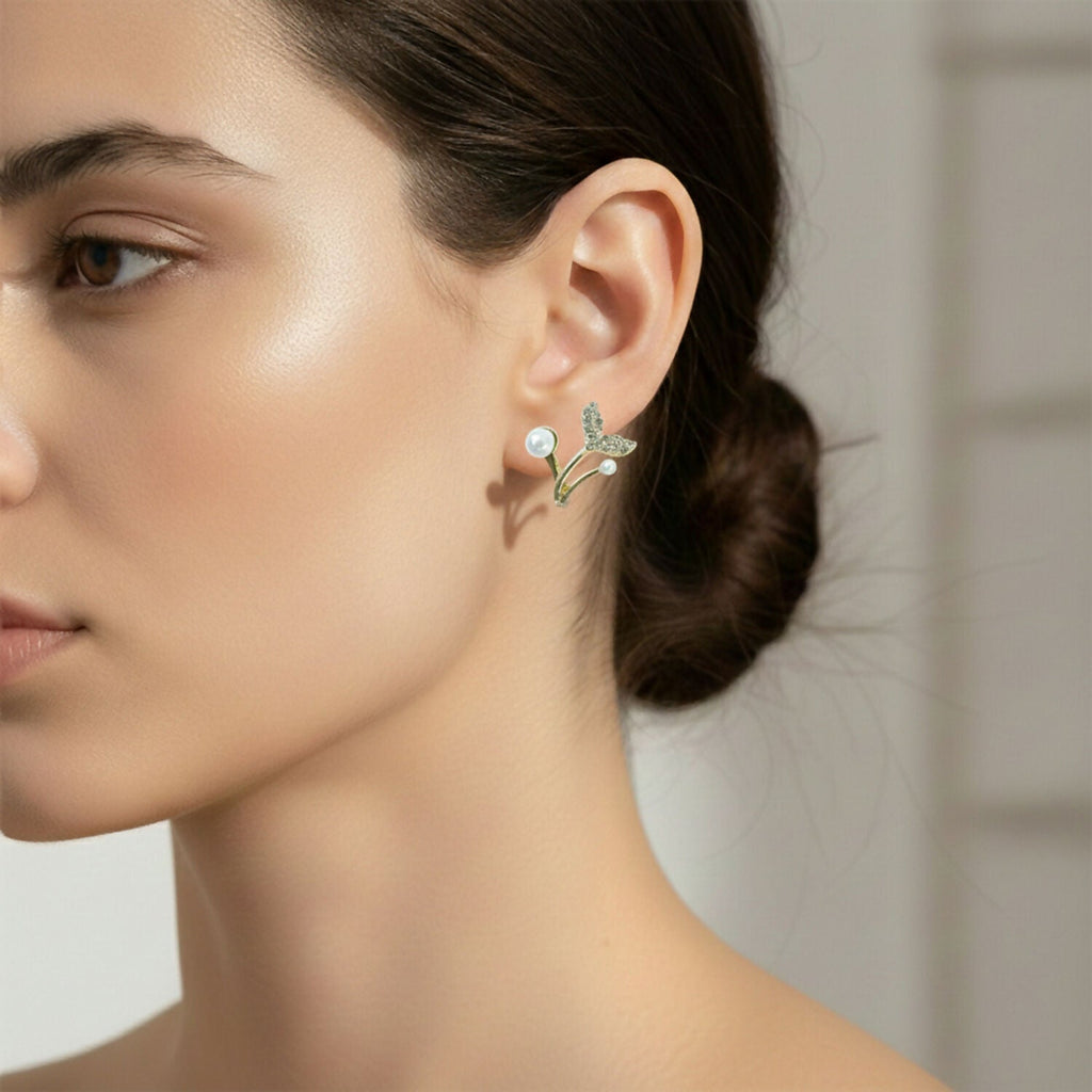 Mermaid Tail Pearl Stud Earrings – Elegant Korean Style Jewelry