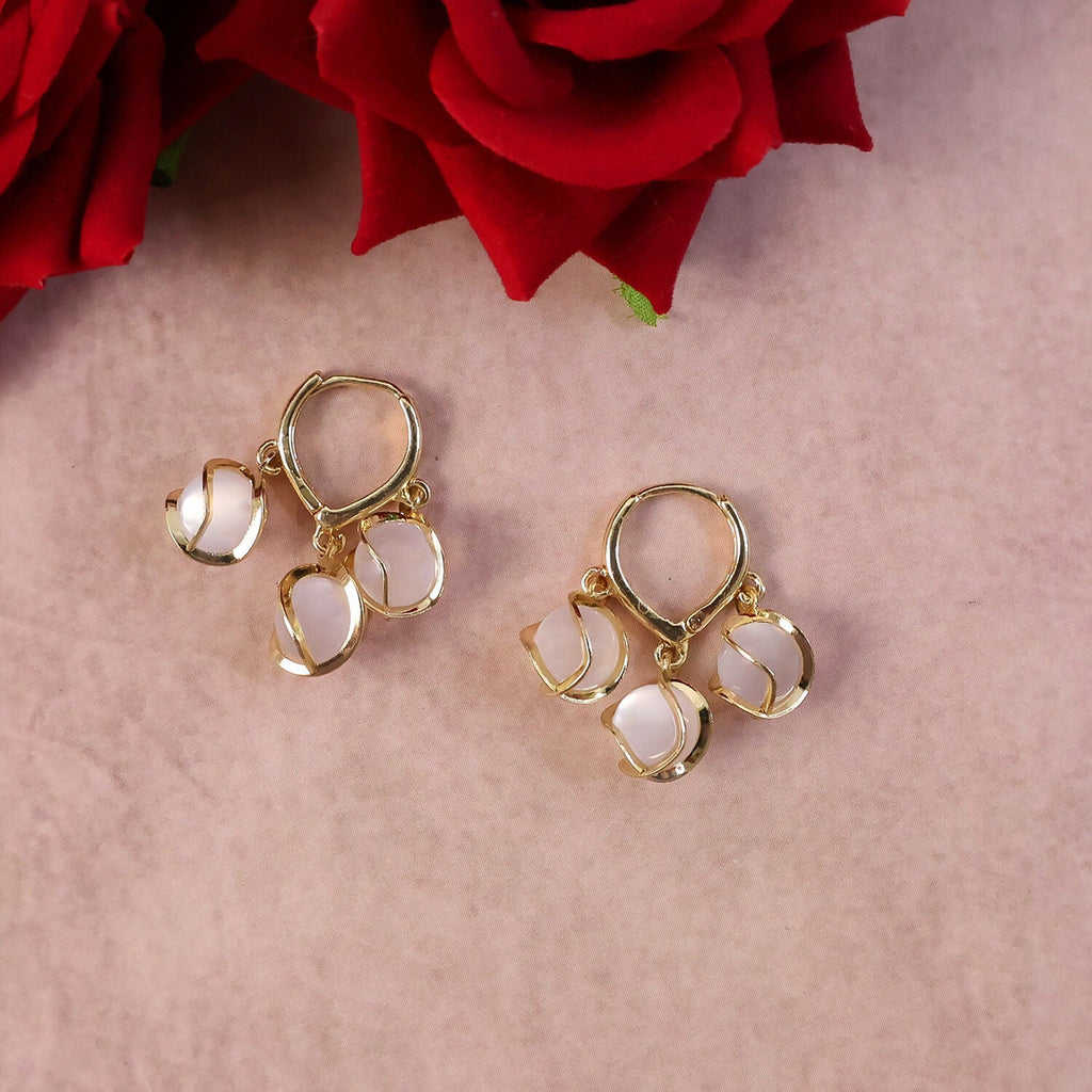 Opal Hoop Earrings – Gold Plated & Lightweight for Women