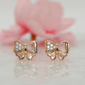 Rose Gold Plated Bowknot Stud Earrings with AD Diamond Accent – Elegant Charm