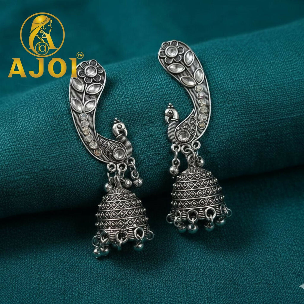 Peacock Earrings – Opulent Floral Dome Jhumkas for Weddings