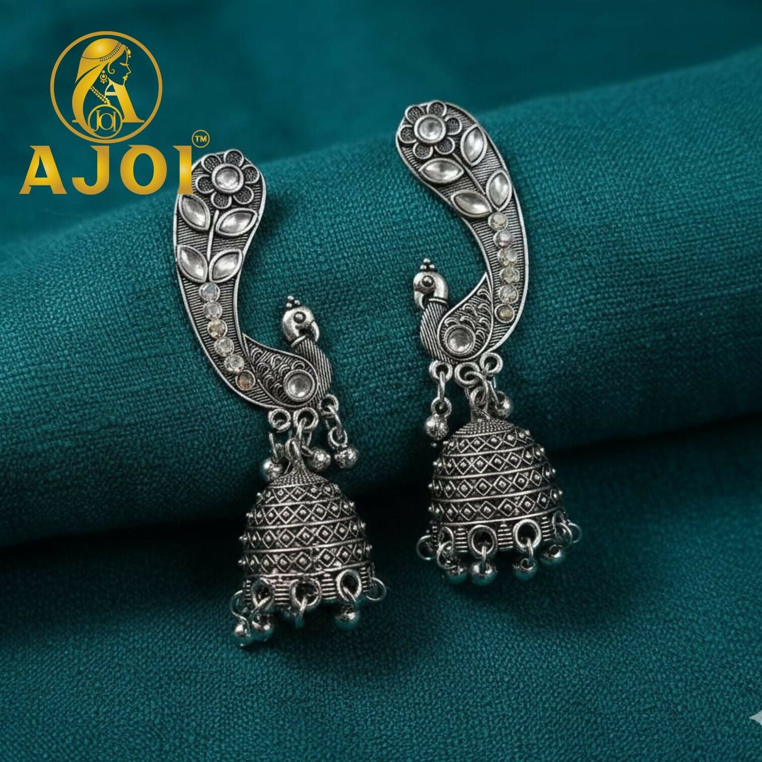Peacock Earrings – Opulent Floral Dome Jhumkas for Weddings