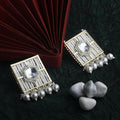 Kundan Jhumka Earrings – Traditional Silver-Toned Pearl Encrusted