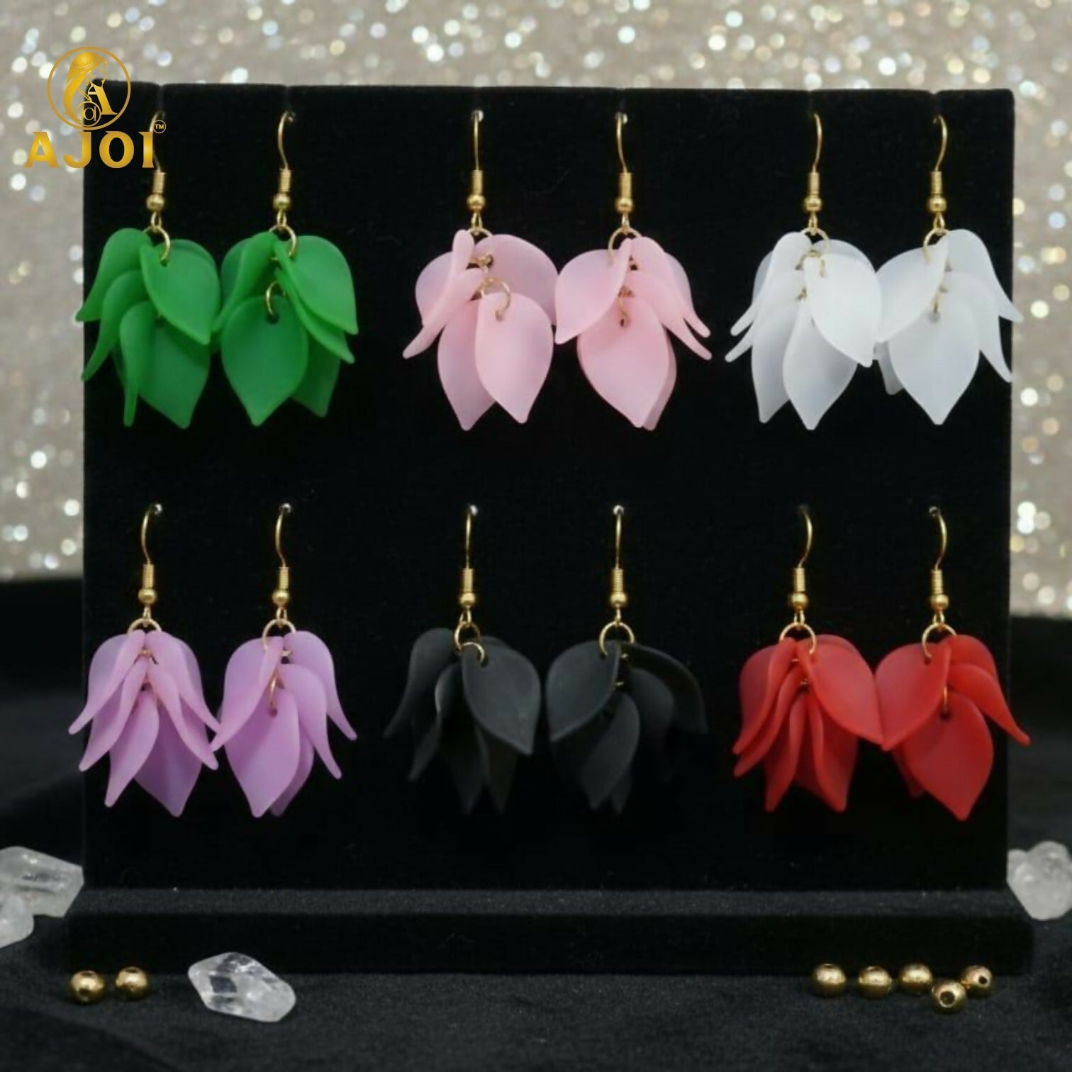 Floral Drop Earrings – Luxury Matte Finish Statement Pack of 6