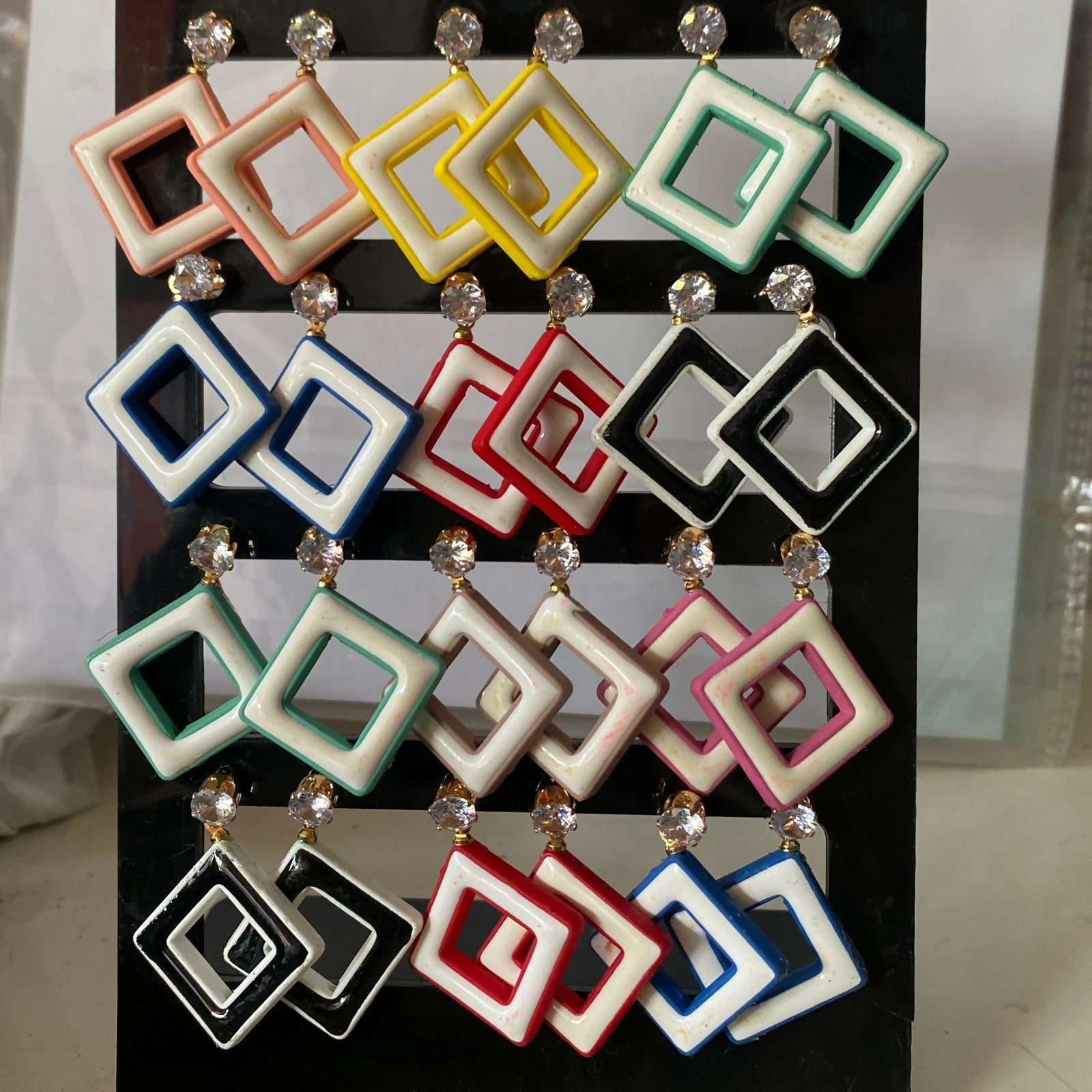 Colorful Geometric Drop Earrings – Trendy Crystal Jewellery Set