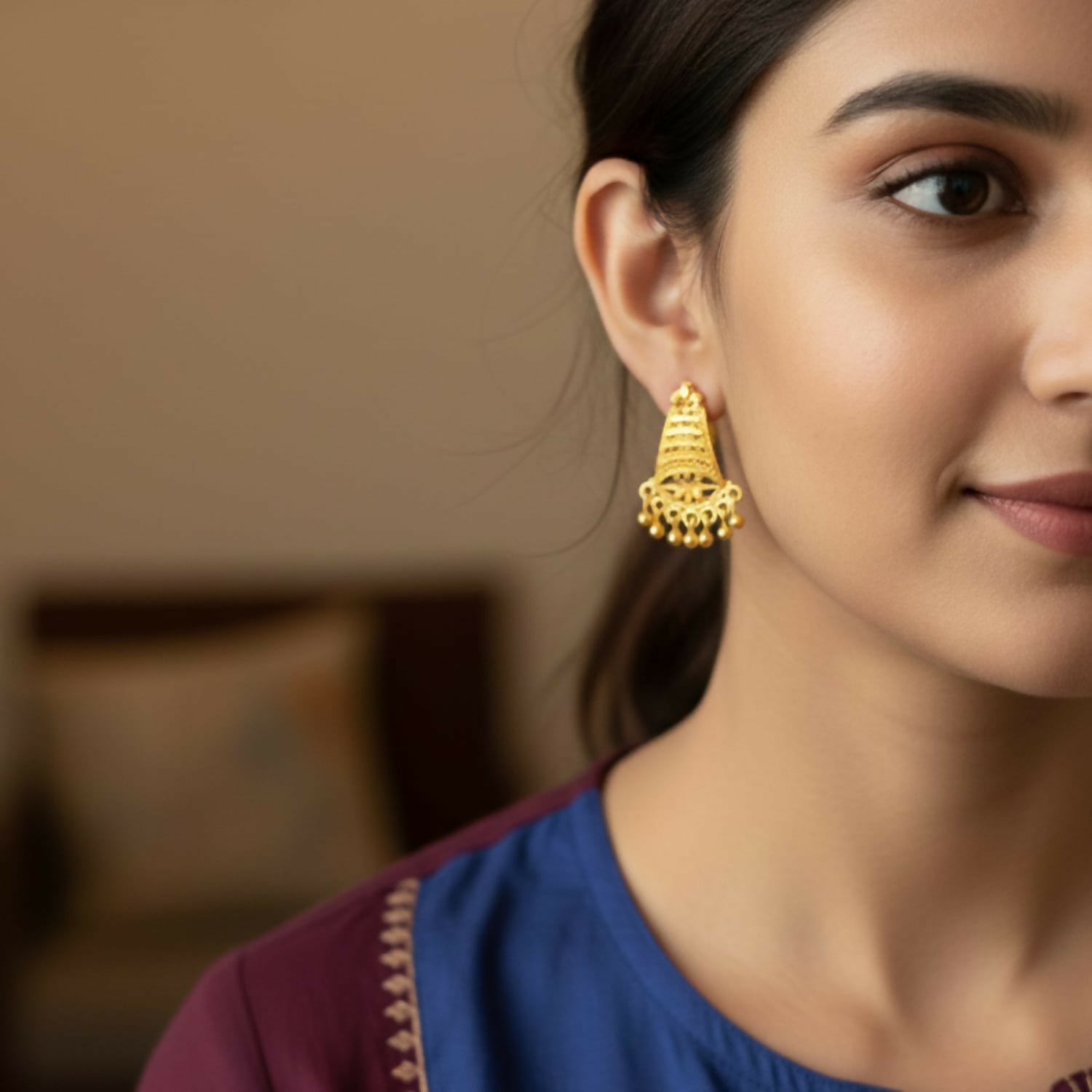 Gold Plated Jhumka Earrings – Royal Ethnic Fancy Design
