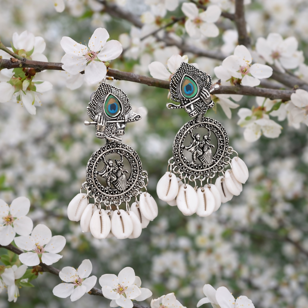 Oxidized Silver Tribal Statement Earrings – Intricate Ethnic Design