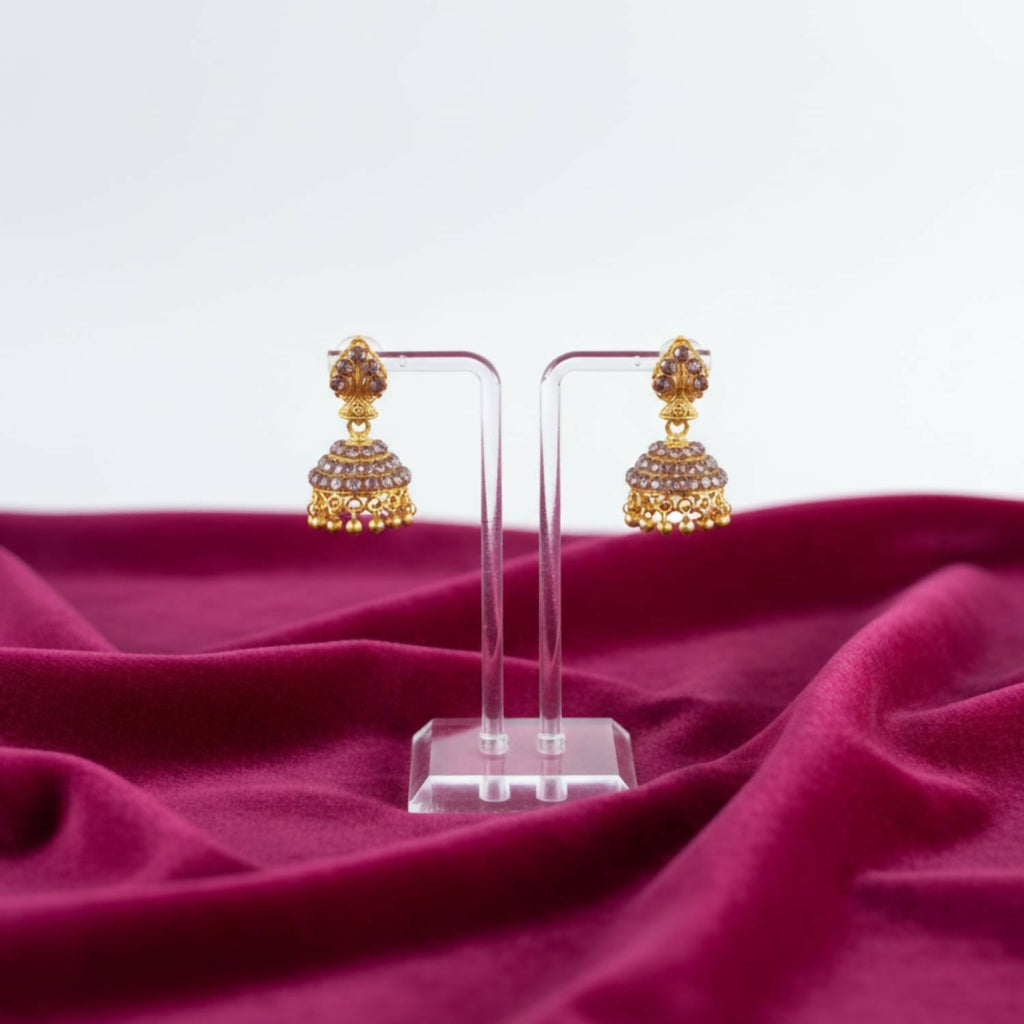 Golden Traditional Jhumka Earrings – Elegant Ethnic Style