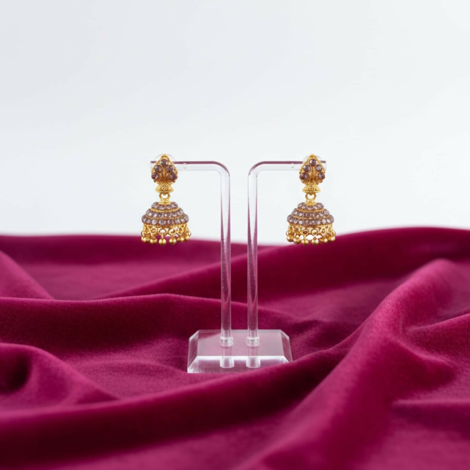 Golden Traditional Jhumka Earrings – Elegant Ethnic Style