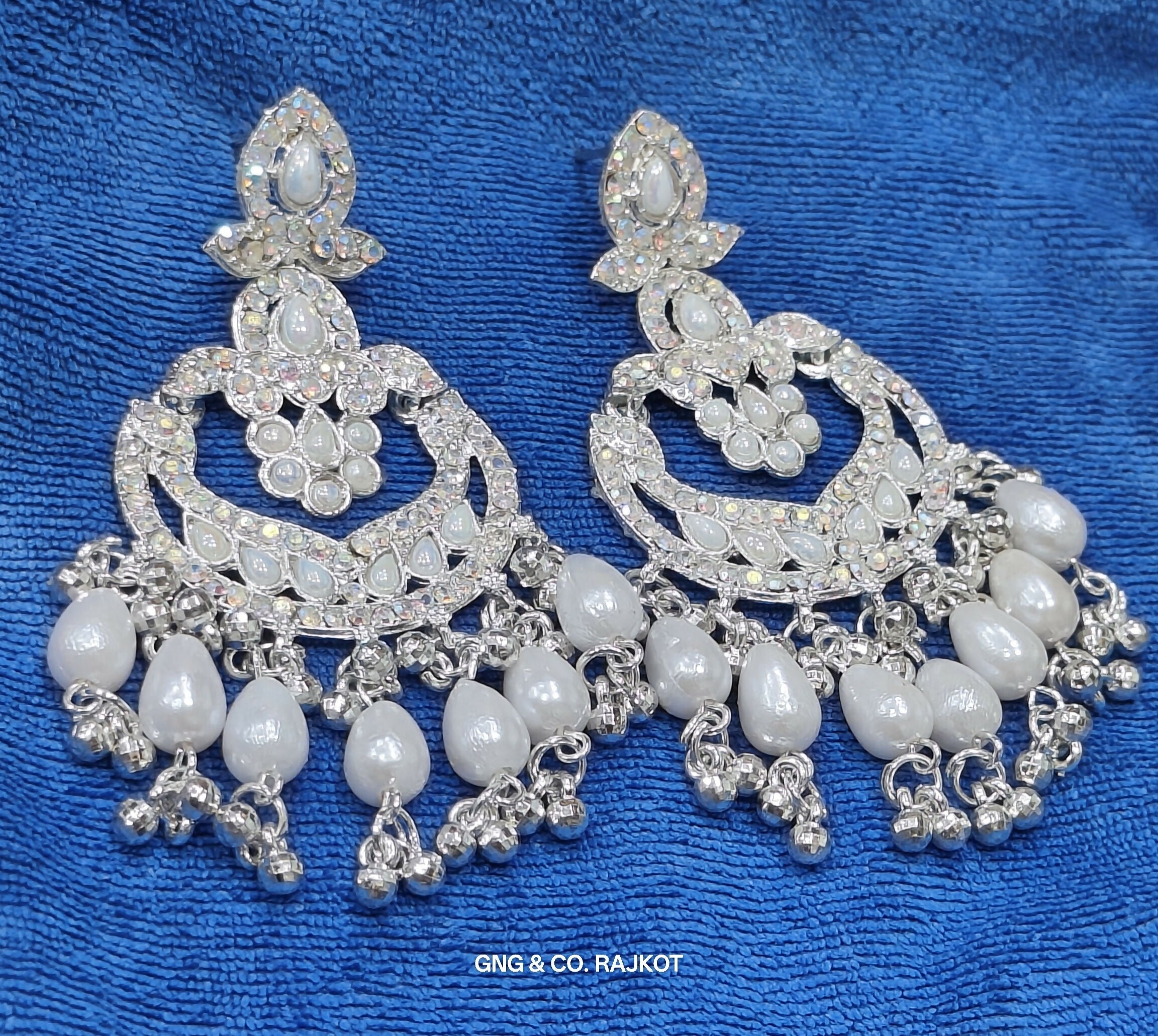 White Gold Long Earrings – Elegant Lightweight Jhumkas
