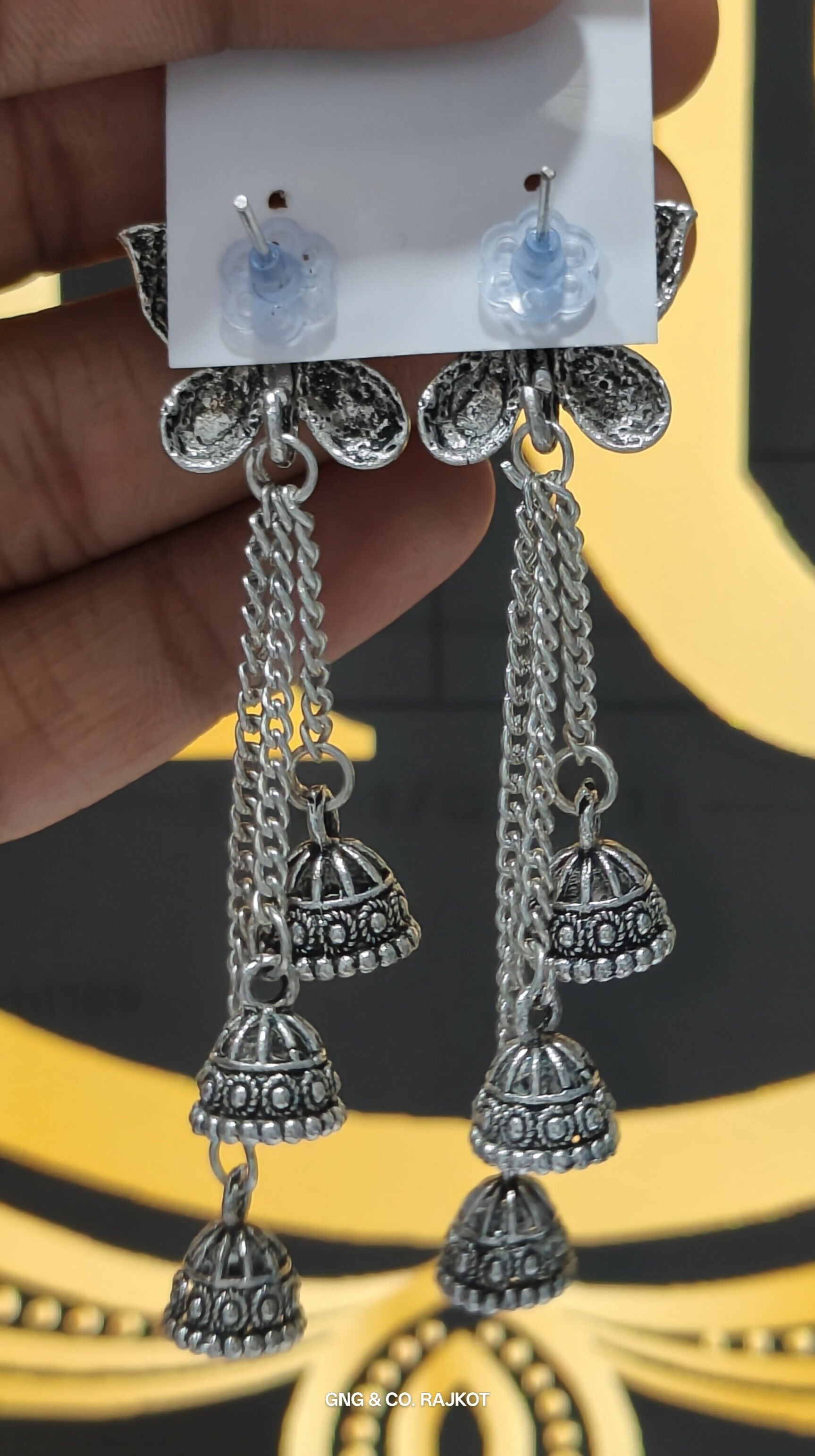 Silver Butterfly Earrings – Elegant Hanging Chain Design