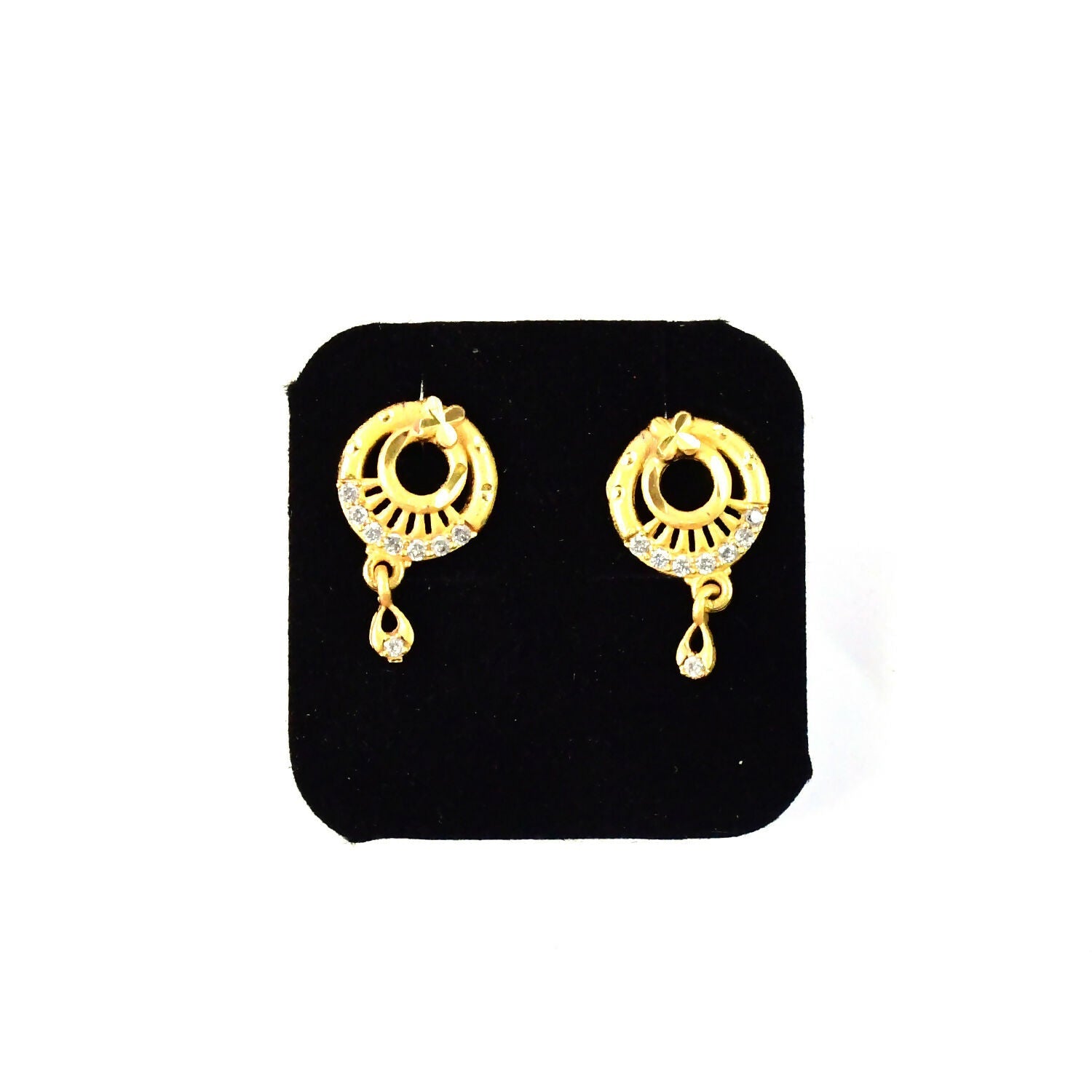 Circular Drop Earrings with Crystal Accents – Elegant Party Wear