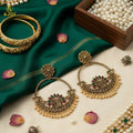 Temple Chandbali Earrings – Radha Krishna Goddess Motif