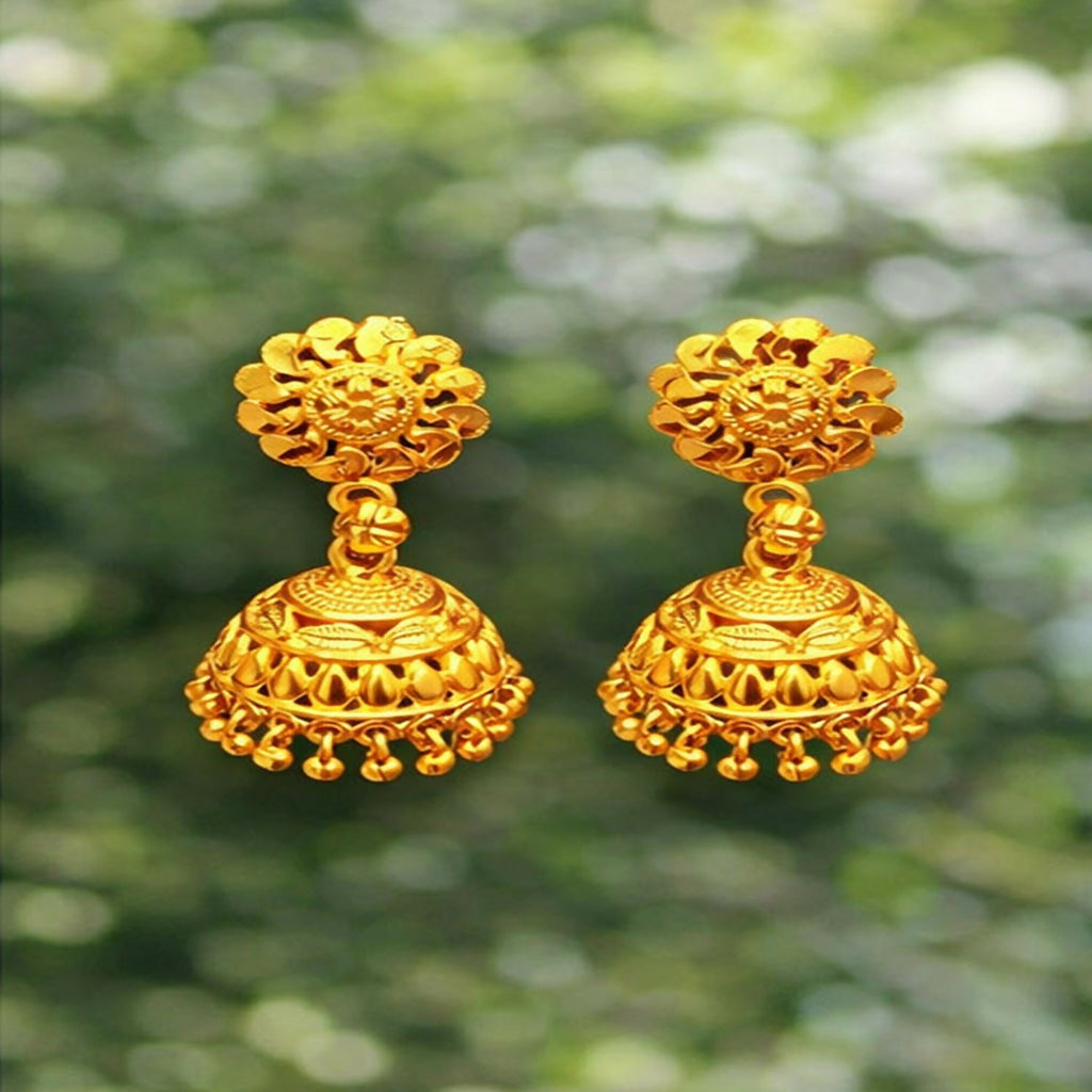 Gold Plated Traditional Jhumka Earrings – Lightweight & Elegant