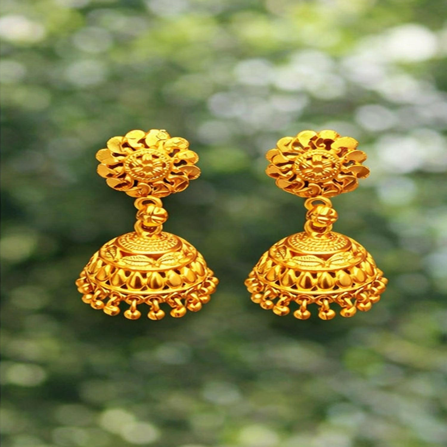 Gold Plated Traditional Jhumka Earrings – Lightweight & Elegant