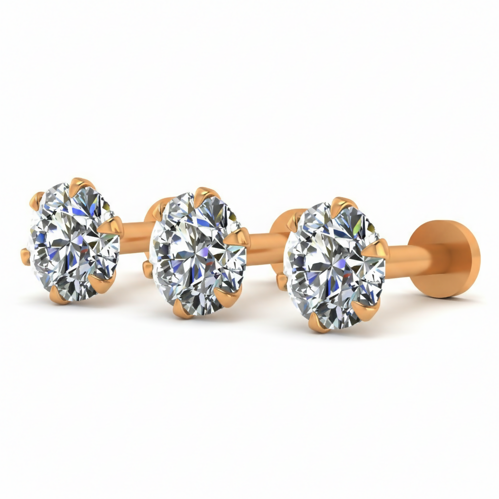 Gold Plated AD Flat Back Stud Earring – Secure & Comfortable Combo Pack